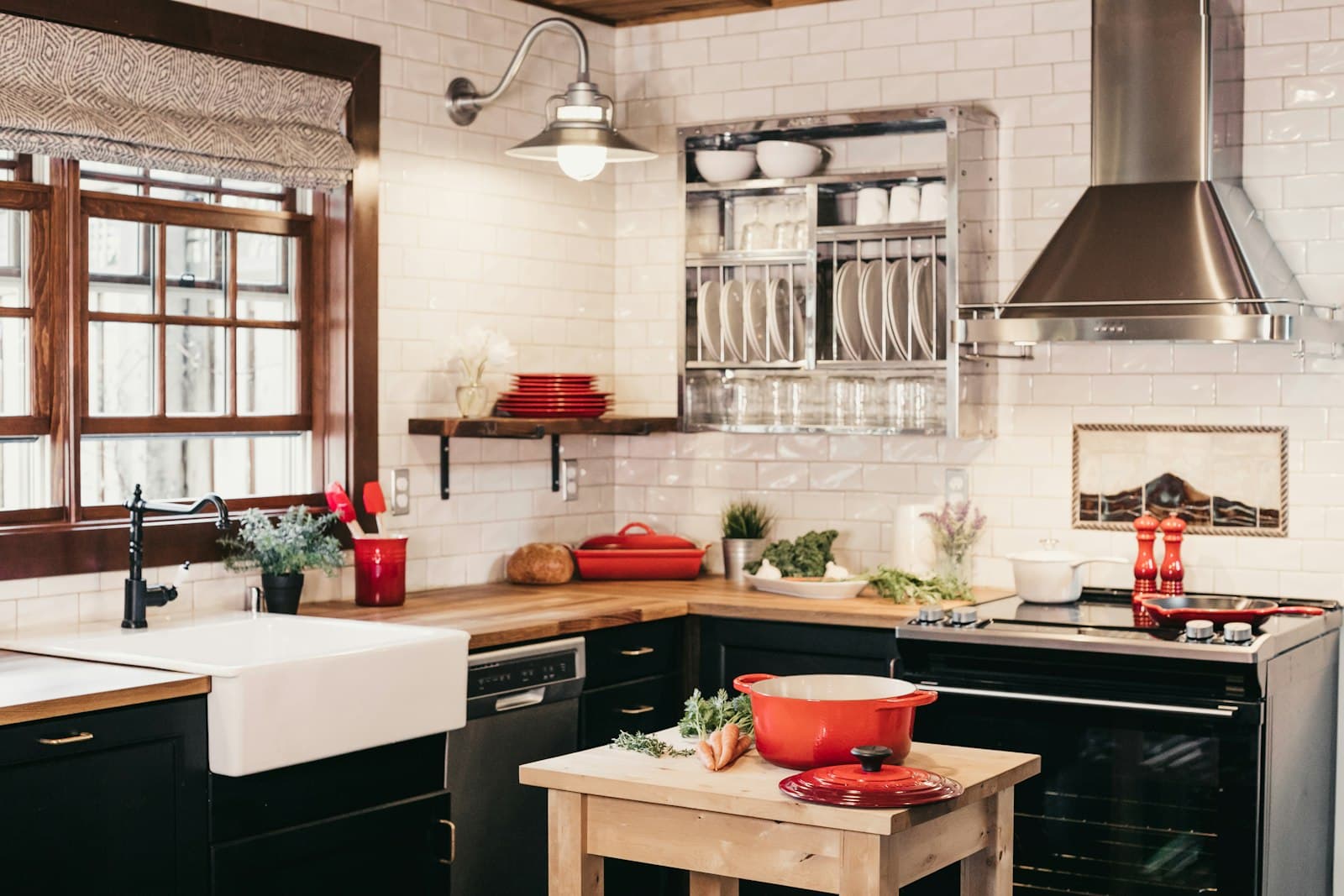 A warm farmhouse kitchen with copper cookware